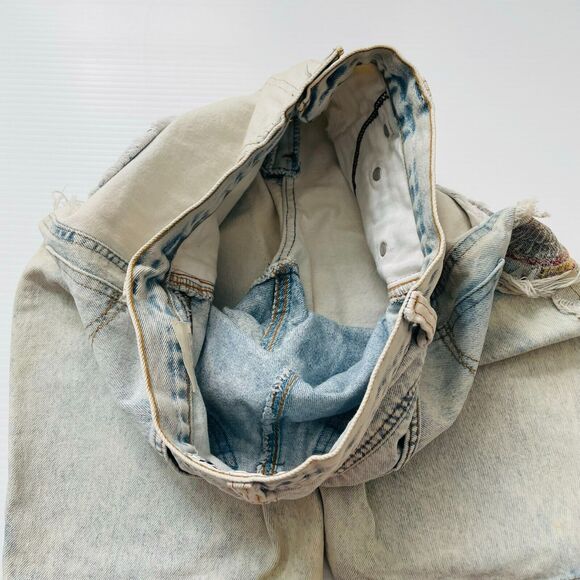 Jou Jou Vintage Shorts Tapered Light Wash 100% Cotton High Rise Patched Size 9 - Picture 12 of 13